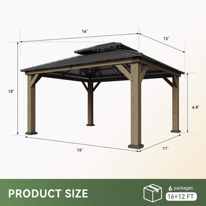Alora Premium Outdoor Cedar Wood Galvanized Steel Hardtop Gazebo