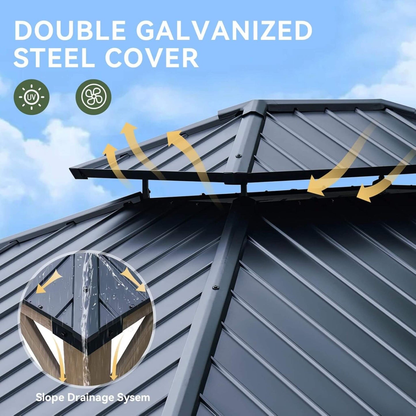 Alora Premium Outdoor Cedar Wood Galvanized Steel Hardtop Gazebo