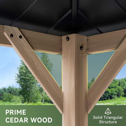 Alora Premium Outdoor Cedar Wood Galvanized Steel Hardtop Gazebo