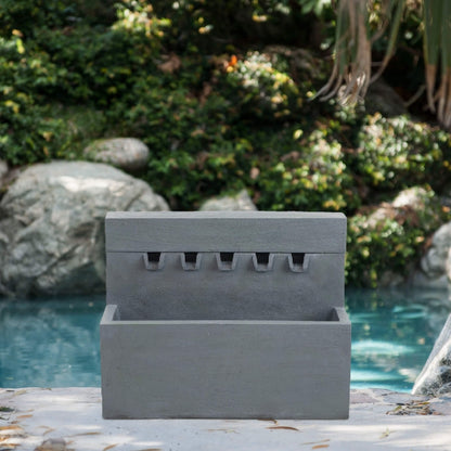 Alora Premium Outdoor Contemporary Modern Rectangular Decorative Water Fountain, Gray