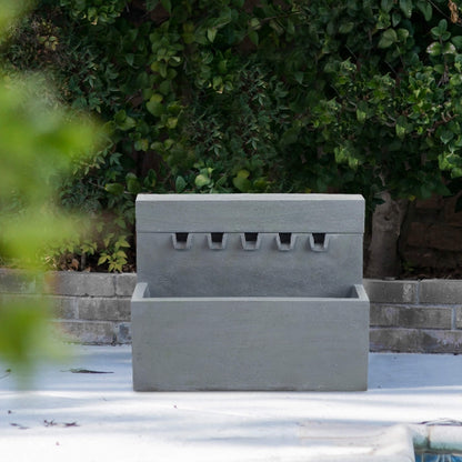 Alora Premium Outdoor Contemporary Modern Rectangular Decorative Water Fountain, Gray