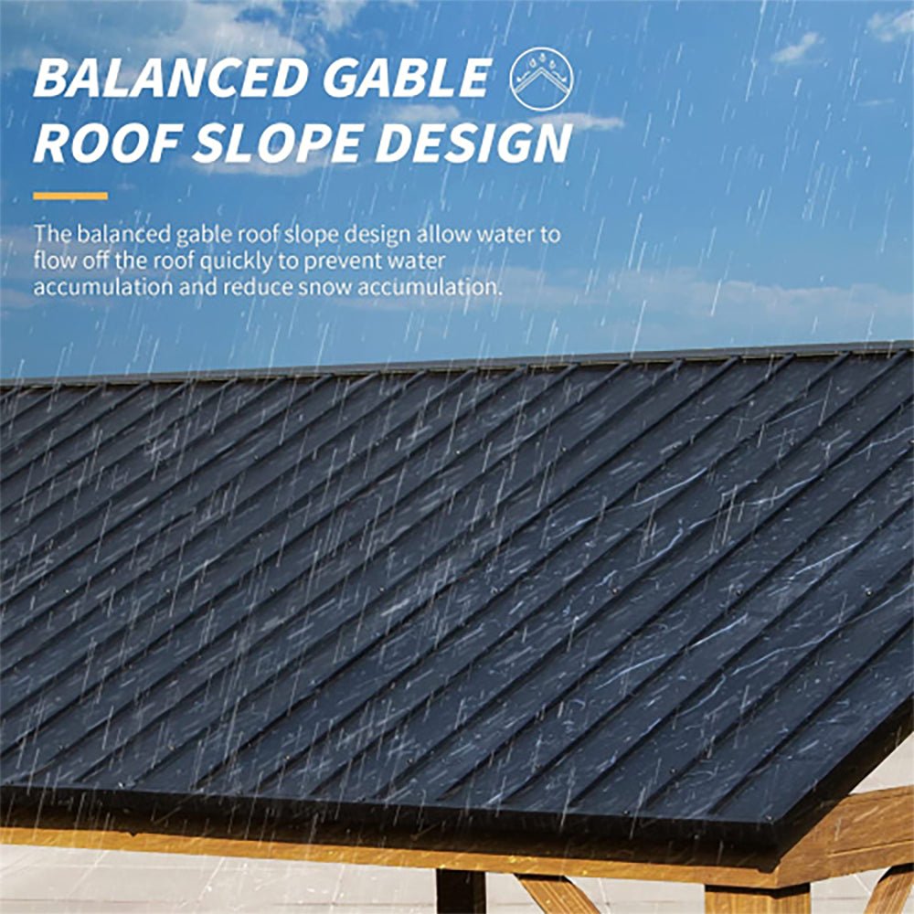 12' x 20' Premium Outdoor Double-Layer Galvanized Steel Hardtop Gazebo Pergola For Patio