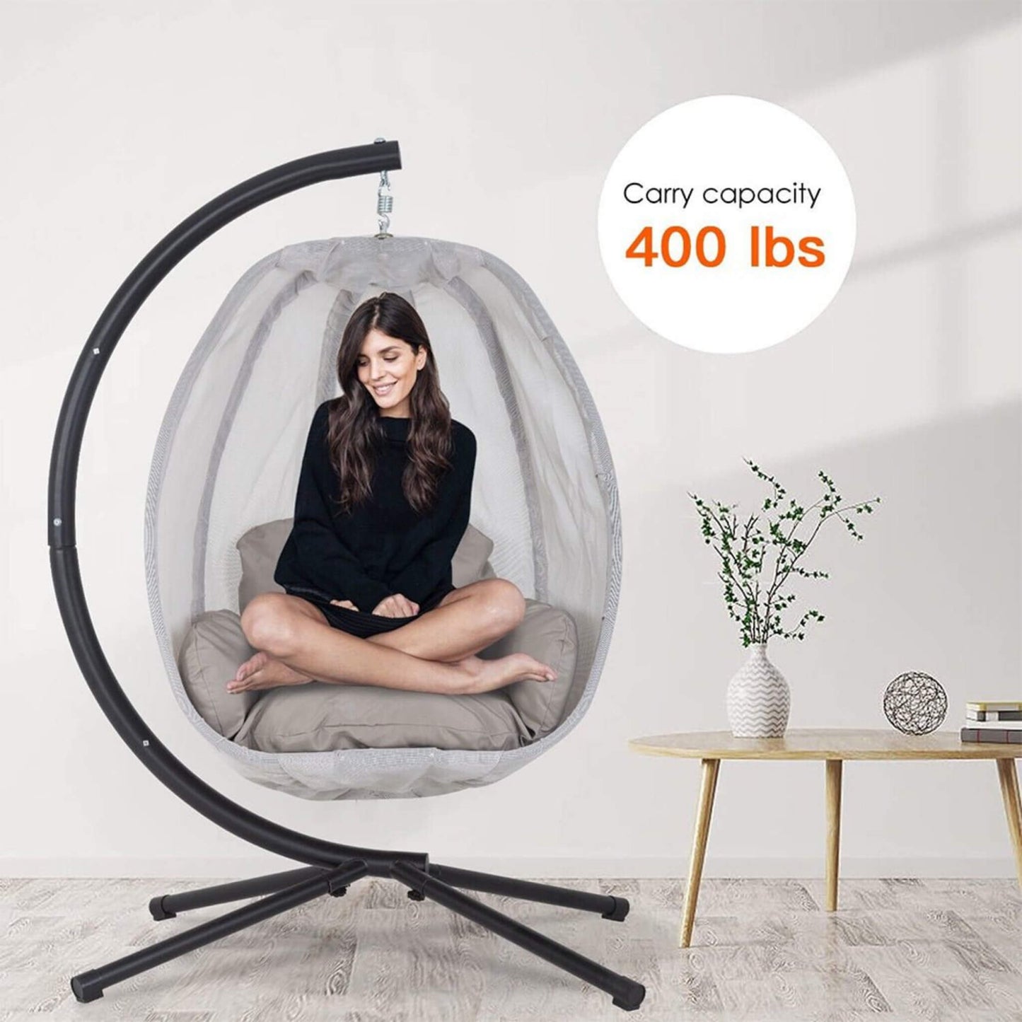 Premium Outdoor Hammock Egg Swing Chair With Stand 70"