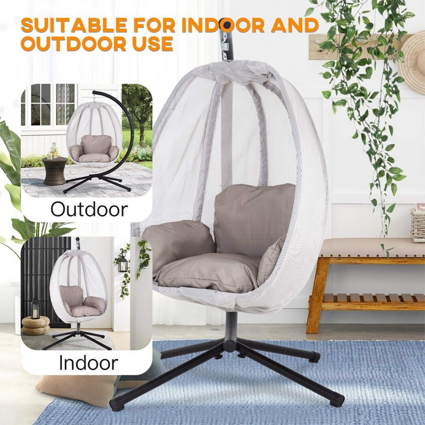 Premium Outdoor Hammock Egg Swing Chair With Stand 70"