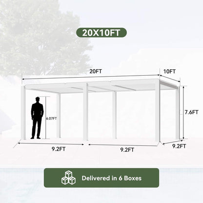 Alora Premium White Outdoor Metal Louvered Pergola with Drainage System