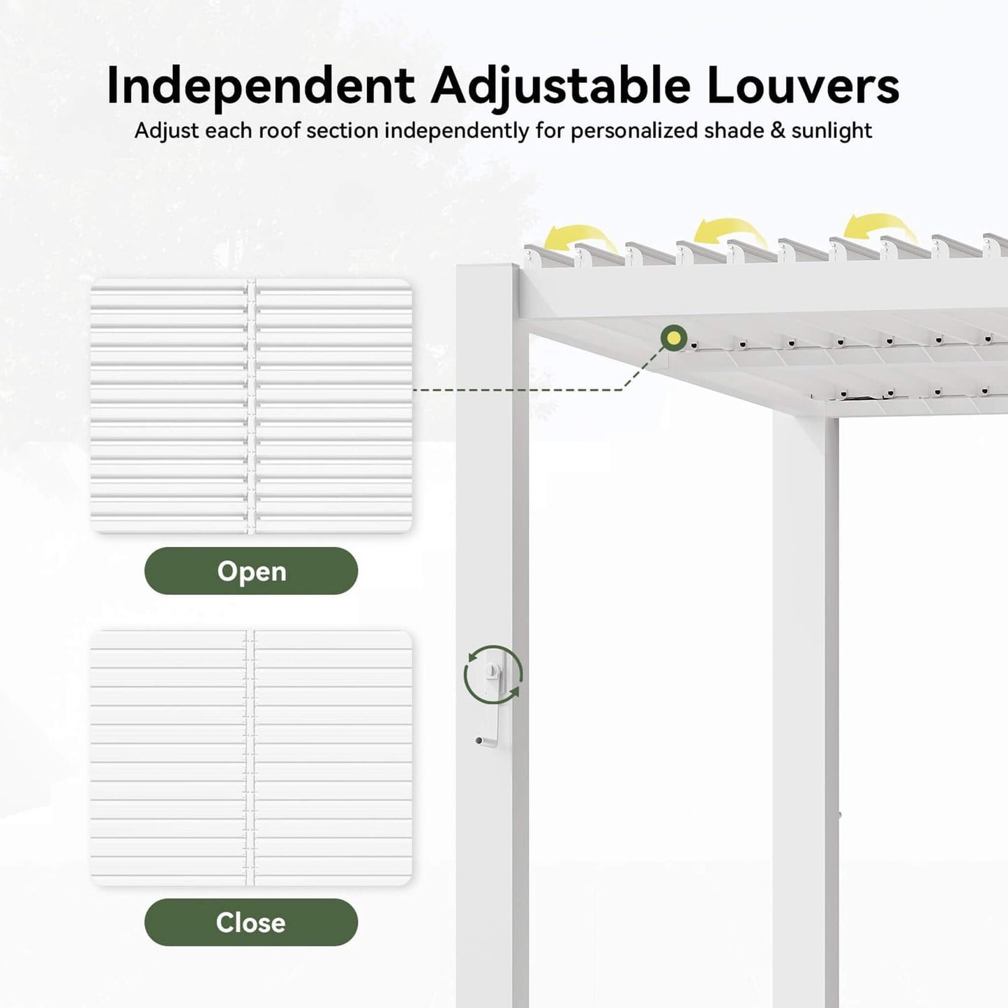 Alora Premium White Outdoor Metal Louvered Pergola with Drainage System