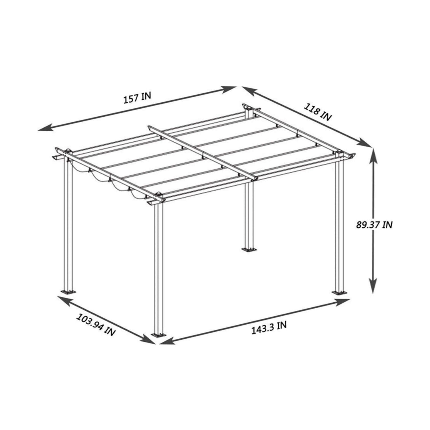 10' x 13' Premium Outdoor Patio Retractable Pergola With Canopy