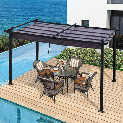 10' x 13' Premium Outdoor Patio Retractable Pergola With Canopy