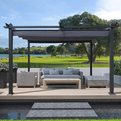 10' x 13' Premium Outdoor Patio Retractable Pergola With Canopy