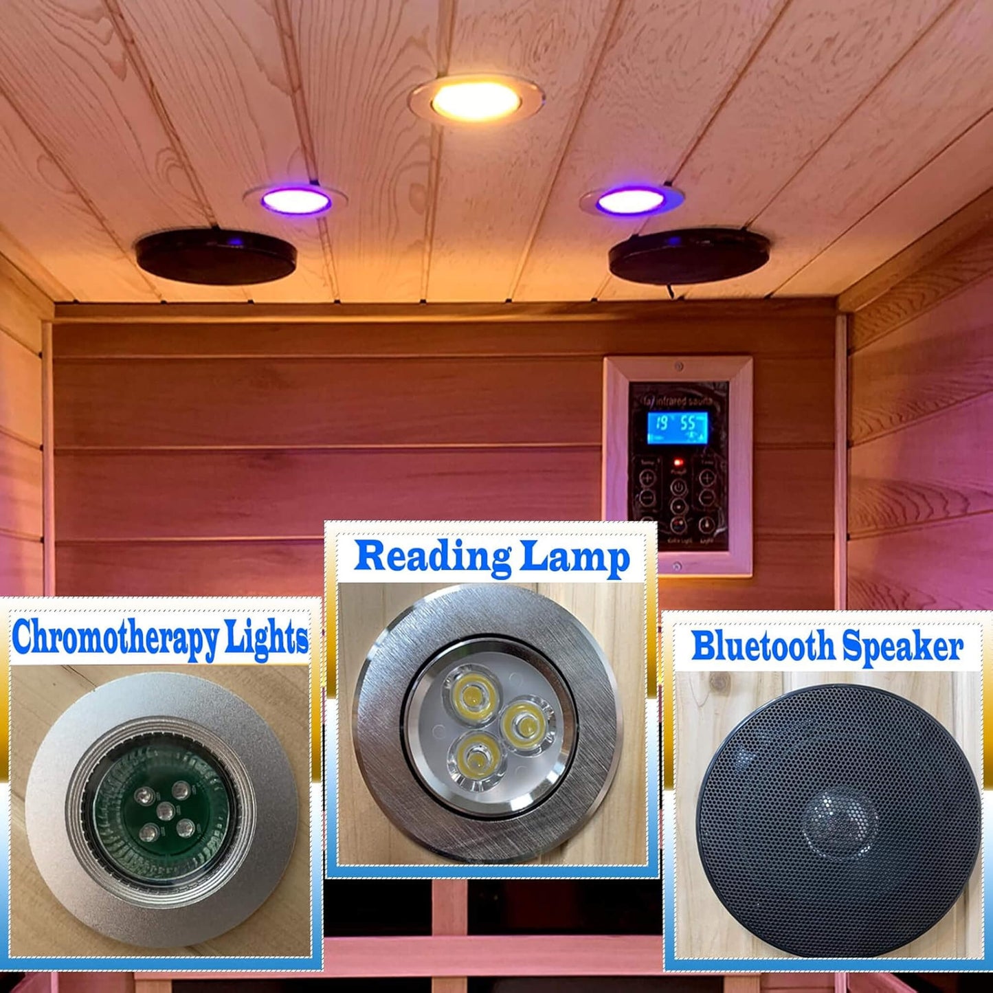 Thermora Premium 1-Person Outdoor Red Cedar Infrared Sauna With Low EMF Chromotherapy and Bluetooth