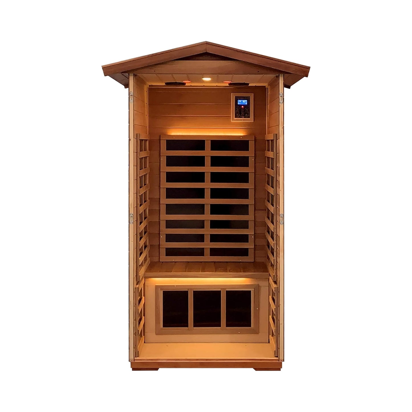 Thermora Premium 1-Person Outdoor Red Cedar Infrared Sauna With Low EMF Chromotherapy and Bluetooth