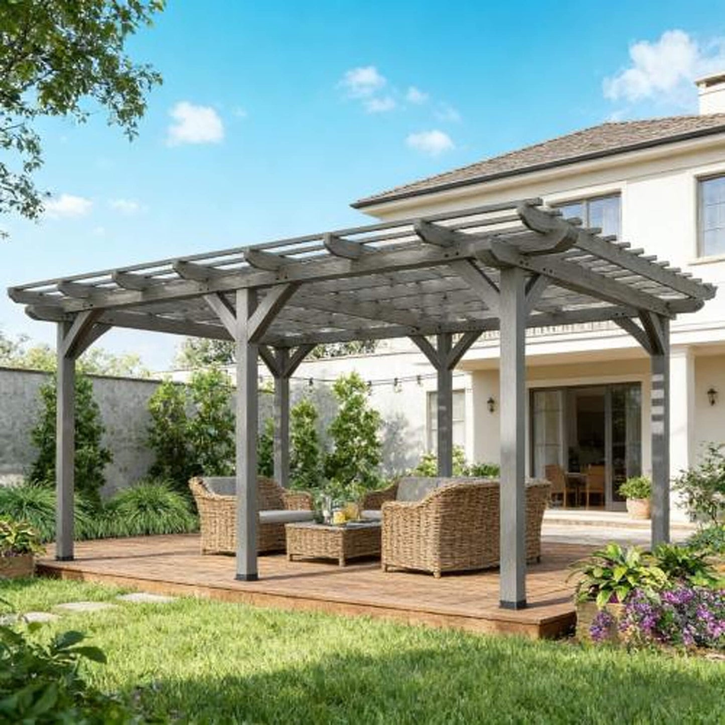 9FT x 12 FT Premium Outdoor Wooden Grape Trellis Pergola