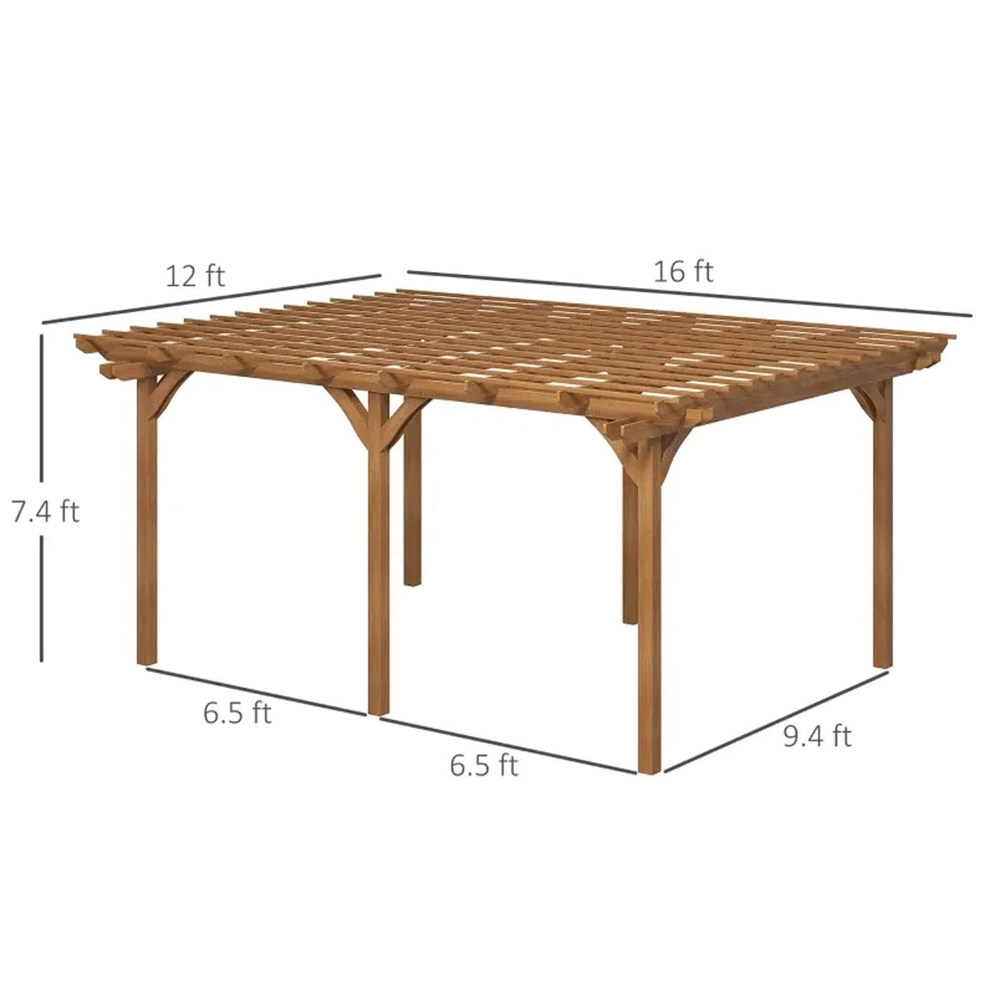 9FT x 12 FT Premium Outdoor Wooden Grape Trellis Pergola
