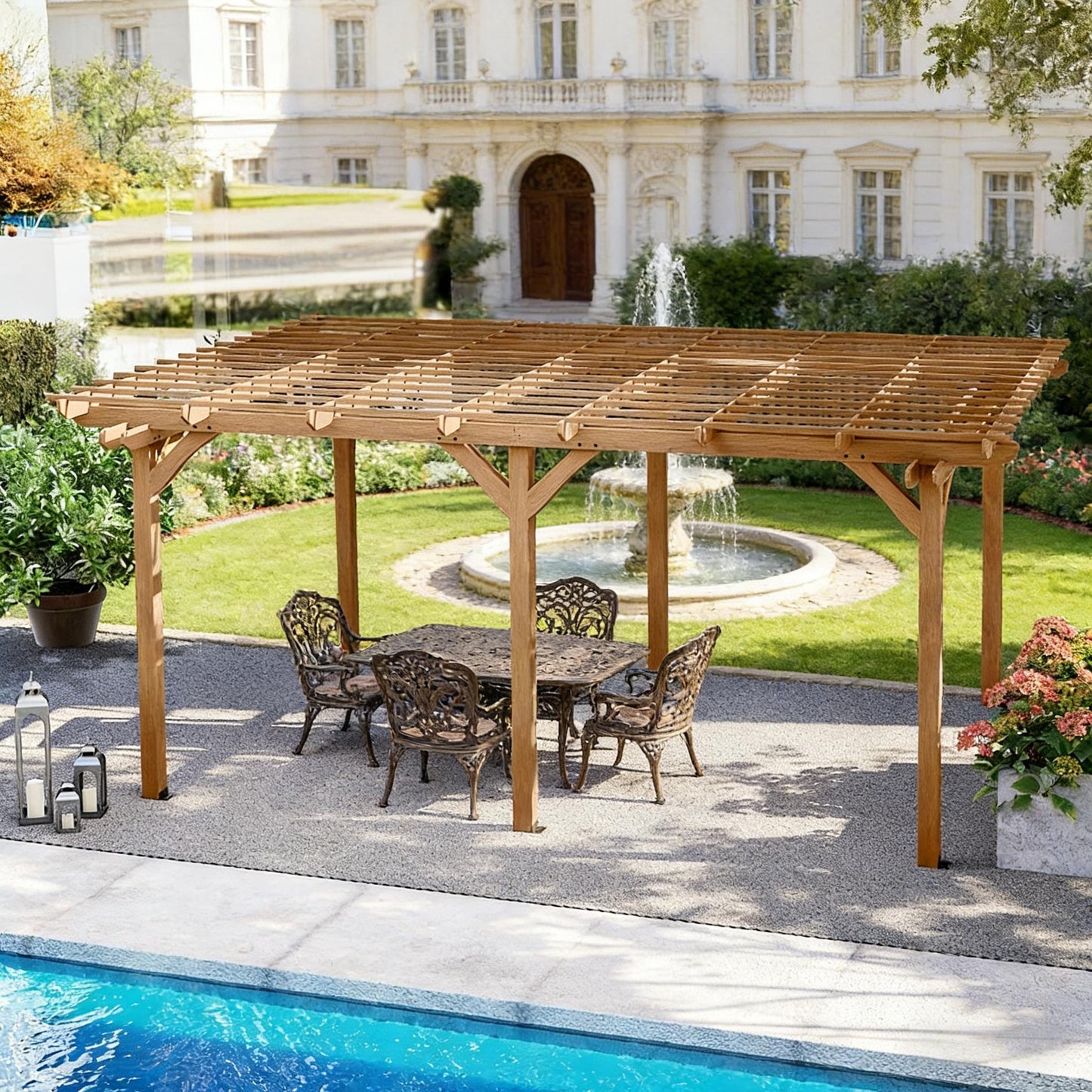 9FT x 12 FT Premium Outdoor Wooden Grape Trellis Pergola