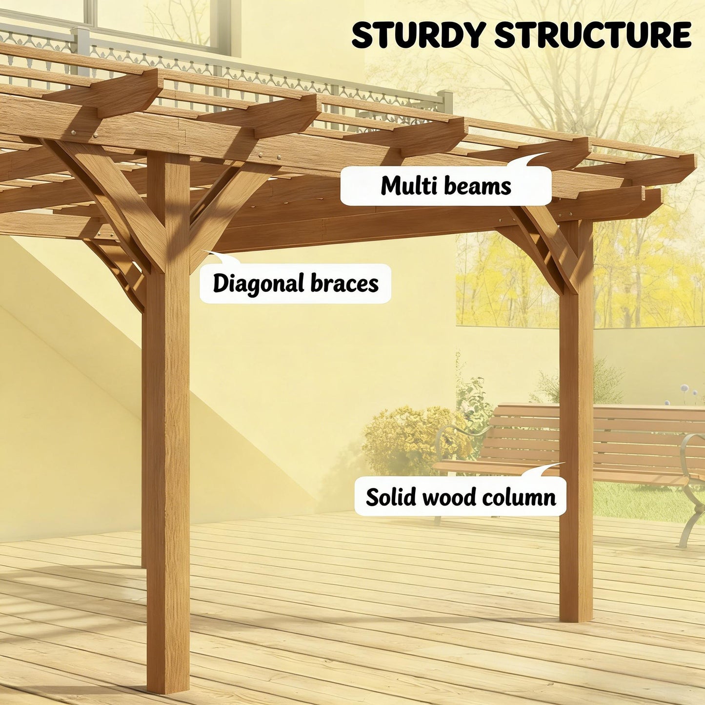 9FT x 12 FT Premium Outdoor Wooden Grape Trellis Pergola