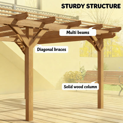 9FT x 12 FT Premium Outdoor Wooden Grape Trellis Pergola