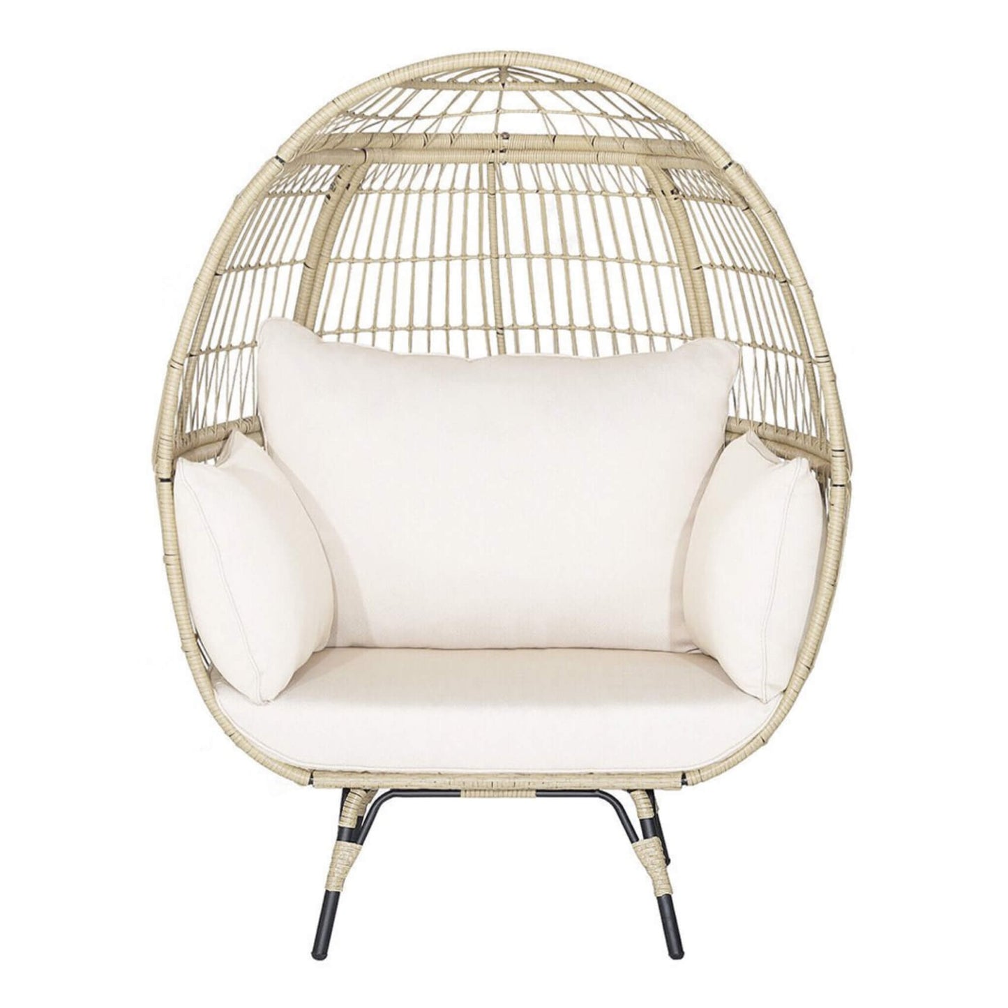 Premium Oversized Rattan Patio Egg Lounge Chair Basket With Cushions 57"