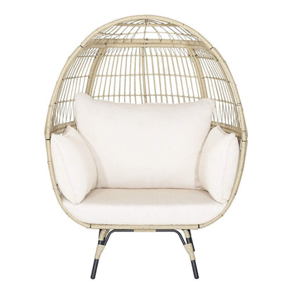 Premium Oversized Rattan Patio Egg Lounge Chair Basket With Cushions 57"