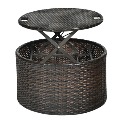 Premium Round Outdoor Patio Rattan Daybed W/ Canopy & Table 76"