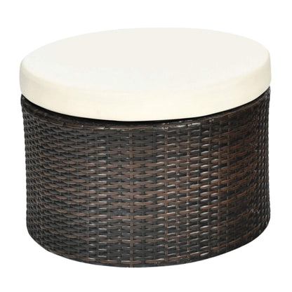 Premium Round Outdoor Patio Rattan Daybed W/ Canopy & Table 76"