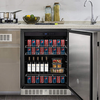 Premium 5.3 Cu.Ft Single Door Stainless Steel Built-In Wine Beverage Undercounter Refrigerator