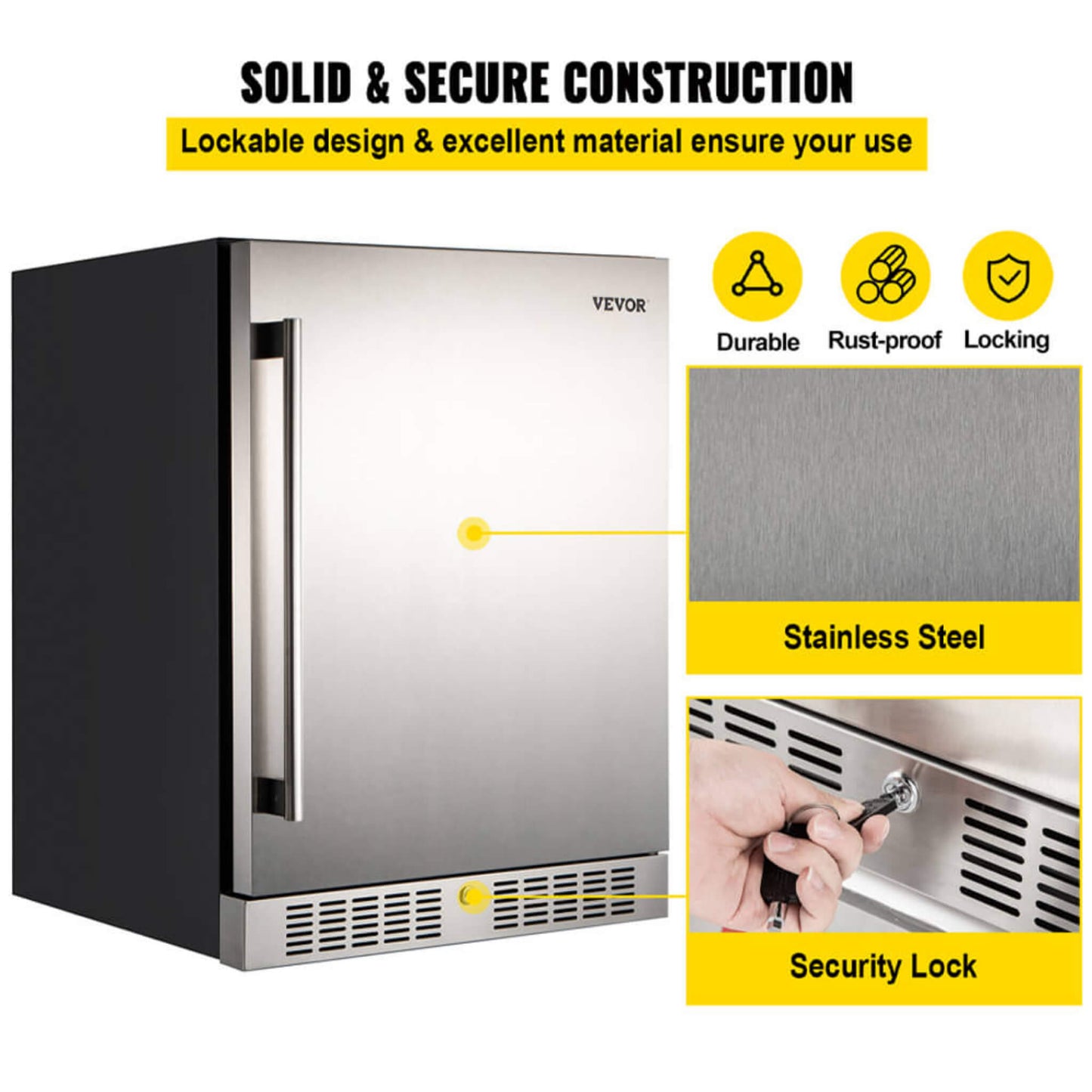 Premium 5.3 Cu.Ft Single Door Stainless Steel Built-In Wine Beverage Undercounter Refrigerator