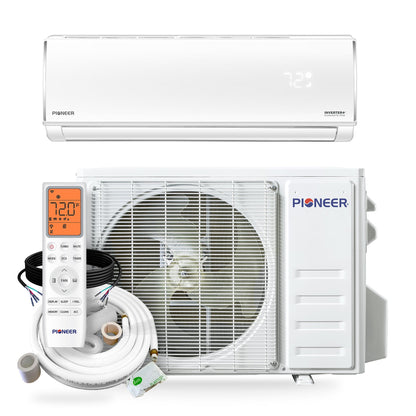 Pioneer® Diamante Pro™ 9,000 BTU 19 SEER2 115V High-Wall Ductless Energy-Star Mini-Split Air Conditioner Inverter Heat Pump with 16 Ft. Kit