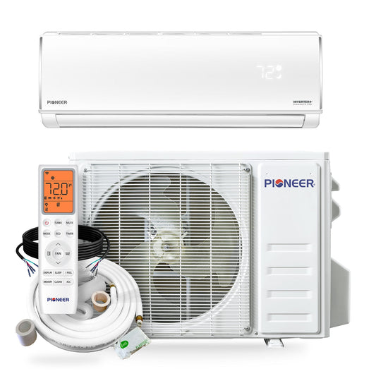 Pioneer® Diamante Pro™ 9,000 BTU 19 SEER2 115V High-Wall Ductless Energy-Star Mini-Split Air Conditioner Inverter Heat Pump with 16 Ft. Kit