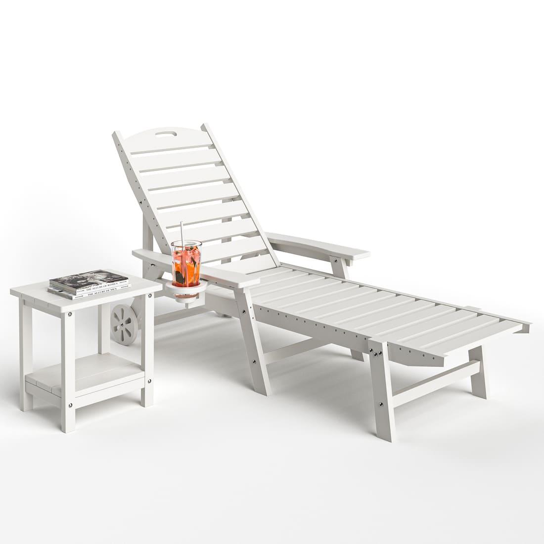 Pamapic Chaise Lounge and Coffee Table Set - Adjustable
