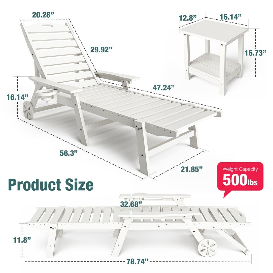Pamapic Chaise Lounge and Coffee Table Set - Adjustable