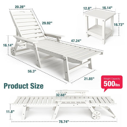 Pamapic Chaise Lounge and Coffee Table Set - Adjustable