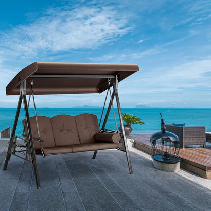 Pamapic 2-Seat Patio Swing Chair with Stand & Adjustable Canopy