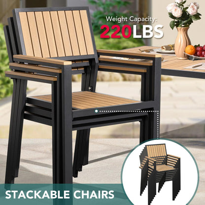 Grain Outdoor Dining Set, 8-Piece, Walnut