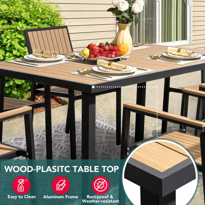 Grain Outdoor Dining Set, 8-Piece, Walnut