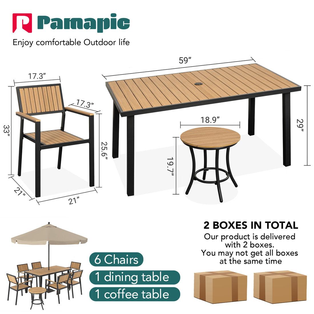 Grain Outdoor Dining Set, 8-Piece, Walnut