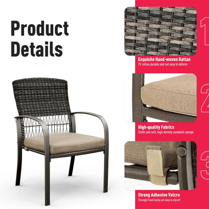 Pamapic Outdoor Dining Sets for 4 with Iron Frame &  Rattan Backrest