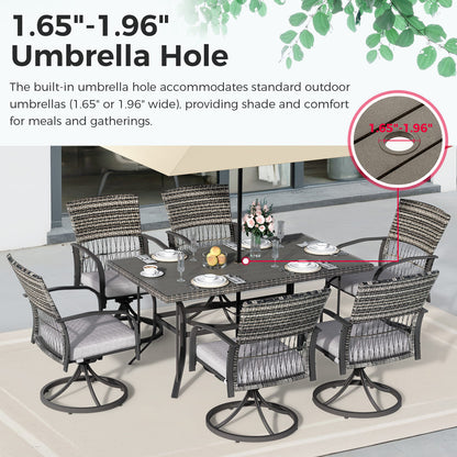 Pamapic Dining Table with 6 Swivel Chairs (7 Pieces)