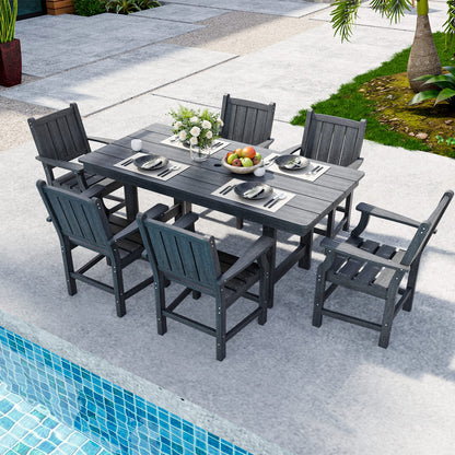 Corex HDPE Outdoor Dining Set, 7-Piece, Gray