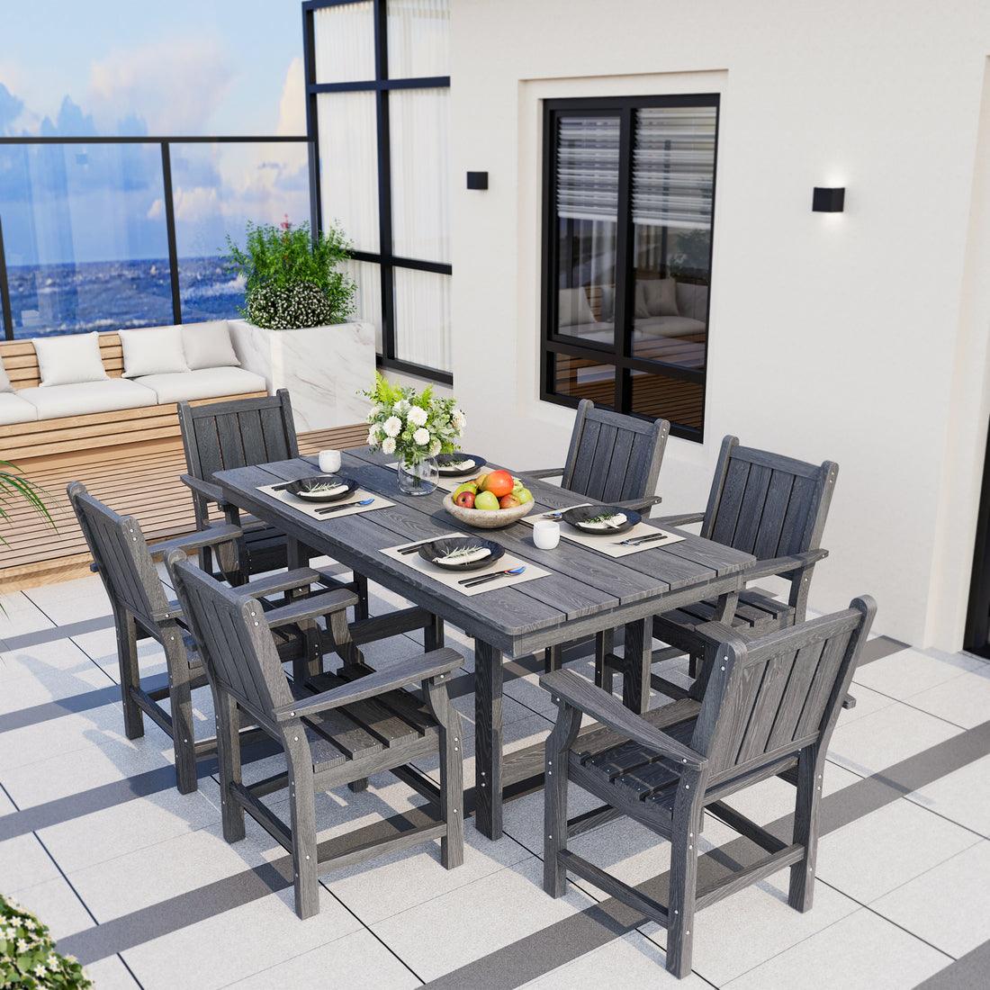 Corex HDPE Outdoor Dining Set, 7-Piece, Gray