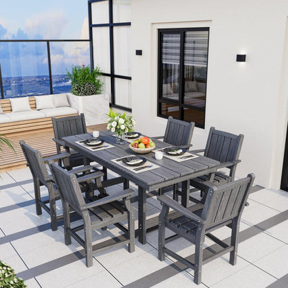 Corex HDPE Outdoor Dining Set, 7-Piece, Gray