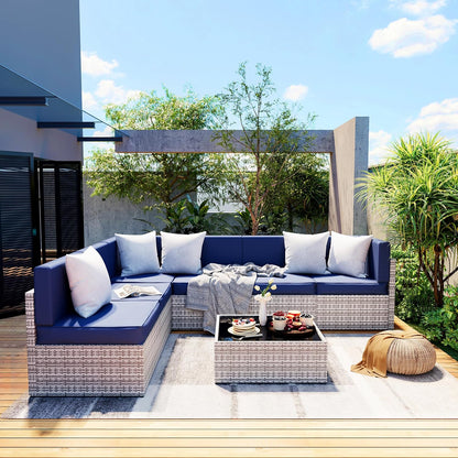 Pamapic Rattan Outdoor Sectional Couch Set  (7 Pieces)