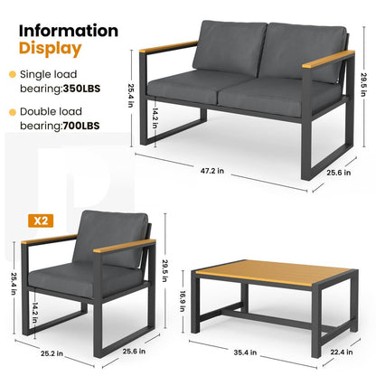 Pamapic 4 Pieces Modern Patio Conversation Sets with Cushion