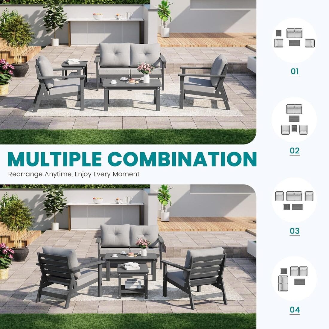 Corex HDPE Outdoor Sectional Sofa, 7-Piece