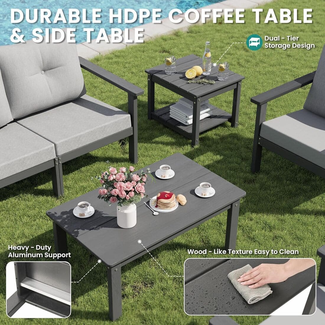 Corex HDPE Outdoor Sectional Sofa, 7-Piece