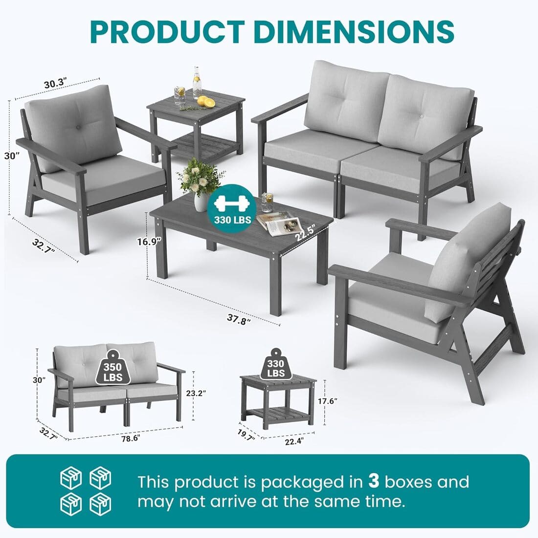 Corex HDPE Outdoor Sectional Sofa, 7-Piece