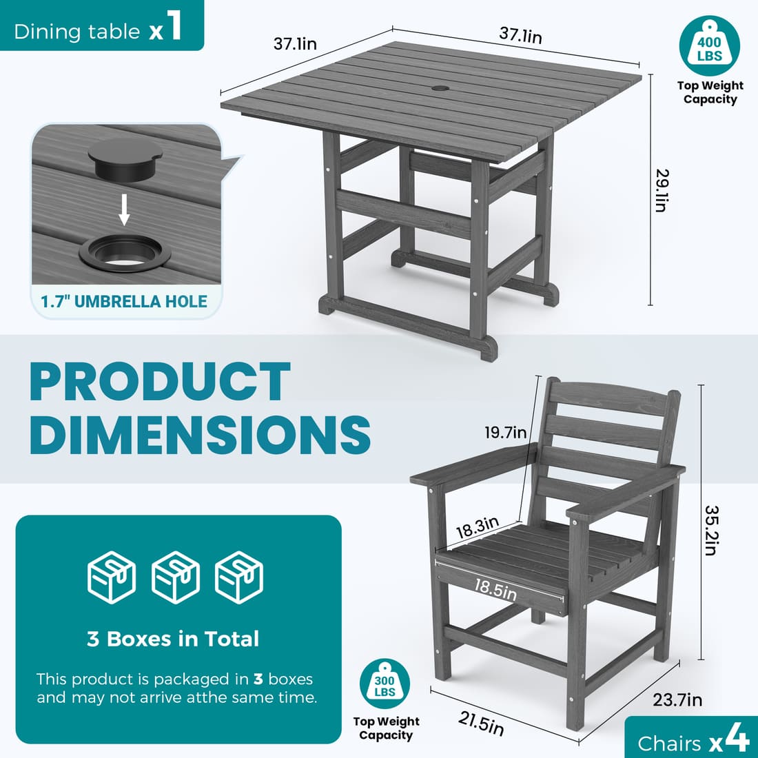 Corex HDPE Classic Dining Set, 5-Piece