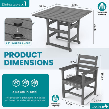 Corex HDPE Classic Dining Set, 5-Piece