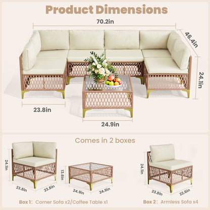 Axis 70.2" Boho Outdoor Sectional Set, 7-Piece