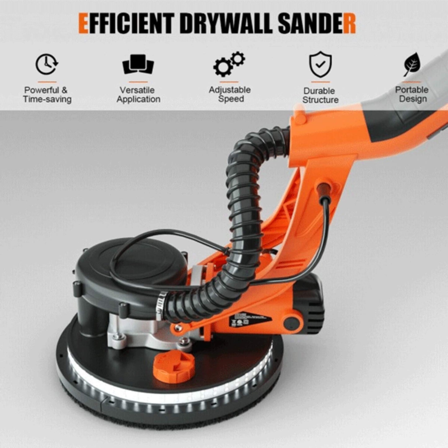 Professional Electric Drywall Ceiling Pole Sander with Vacuum, 750W