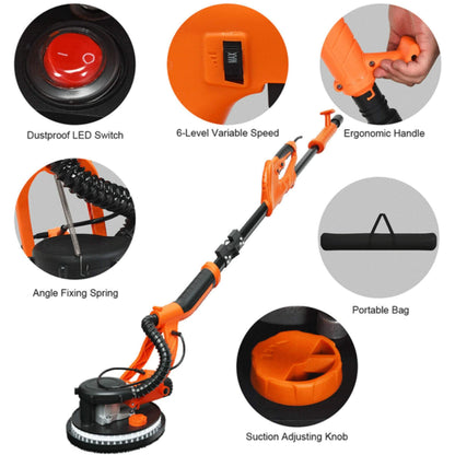 Professional Electric Drywall Ceiling Pole Sander with Vacuum, 750W